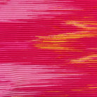 A close-up of a textured fabric pattern featuring horizontal brushstroke-like lines in vibrant magenta pink with accents of orange and yellow.