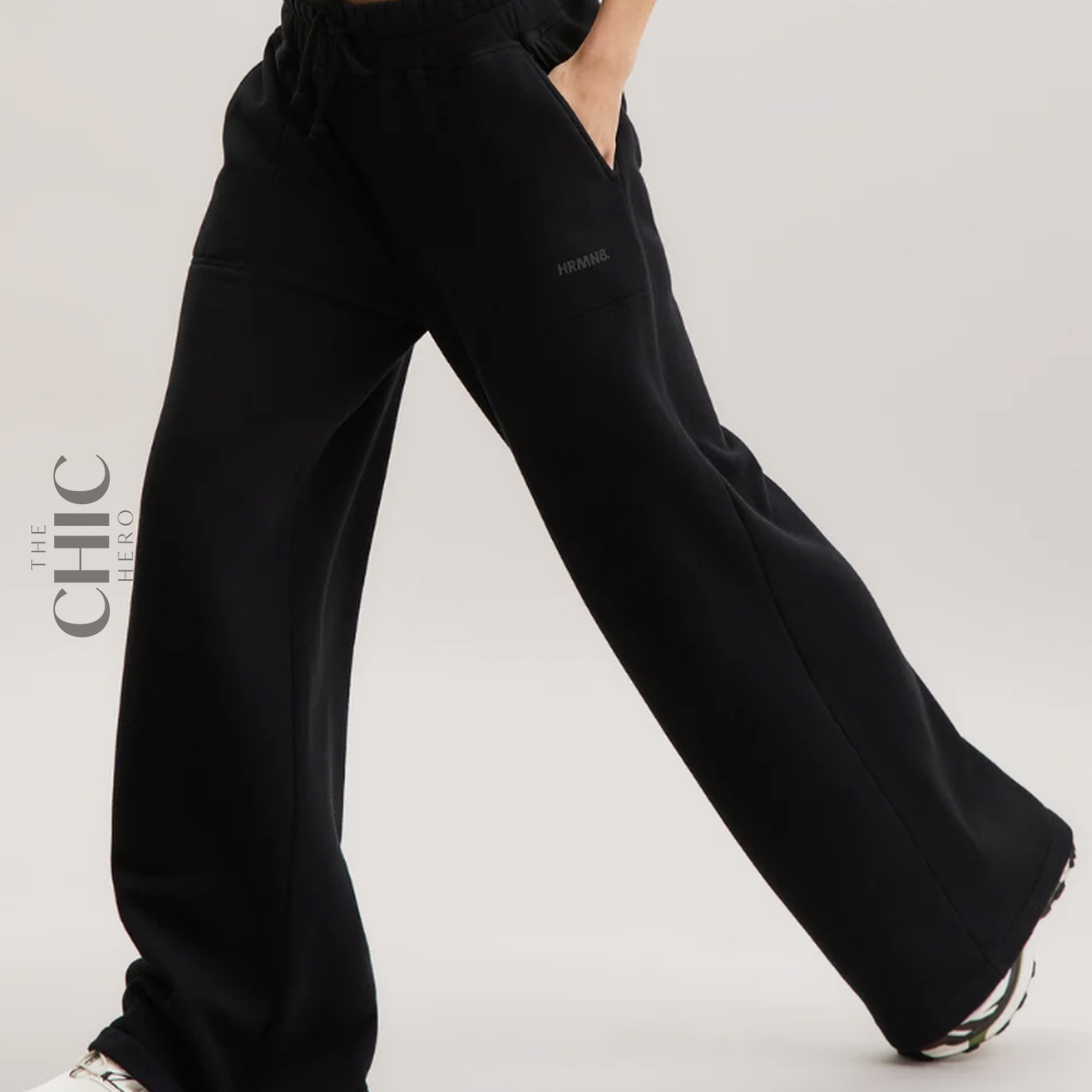 The Chic Hero Black Drawstring Wide-Leg Joggers – Orbit front product image