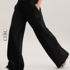 The Chic Hero Black Drawstring Wide-Leg Joggers – Orbit front product image
