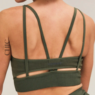 The Chic Hero Forest Green Ribbed Strappy-Back Sports Bra – Venus front product image