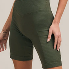 The Chic Hero Forest Green Ribbed Cycling Shorts – Venus front product image