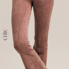 The Chic Hero Dusty Rose Acid-Wash Ribbed Flare Leggings – Takeover front product image
