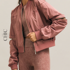 The Chic Hero Dusty Rose Zip-Sleeve Bomber Jacket – Staple front product image