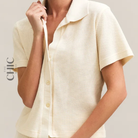 The Chic Hero Beige Textured Waffle Short-Sleeve Shirt – Resort front product image