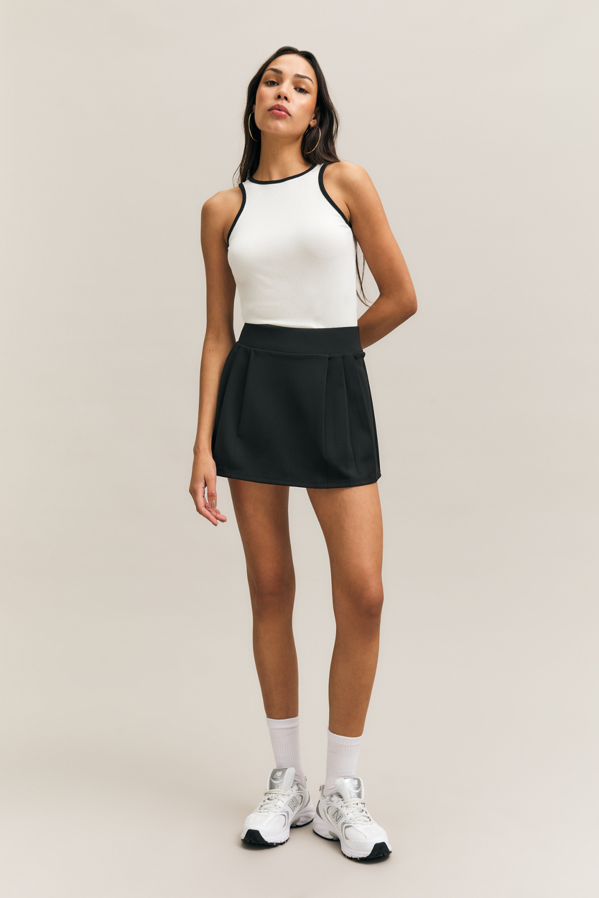 White Ribbed Racer Tank – Spry – view 03