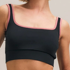 The Chic Hero Black Square-Neck Contrast-Trim Active Crop – Transform front product image