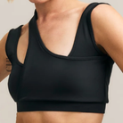 The Chic Hero Black Asymmetric Sports Bra – Rife front product image