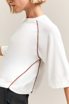 White Oversized Contrast-Seam Tee – Reform – view 04
