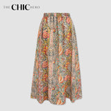 High Waist Print Chiffon Midi Skirt