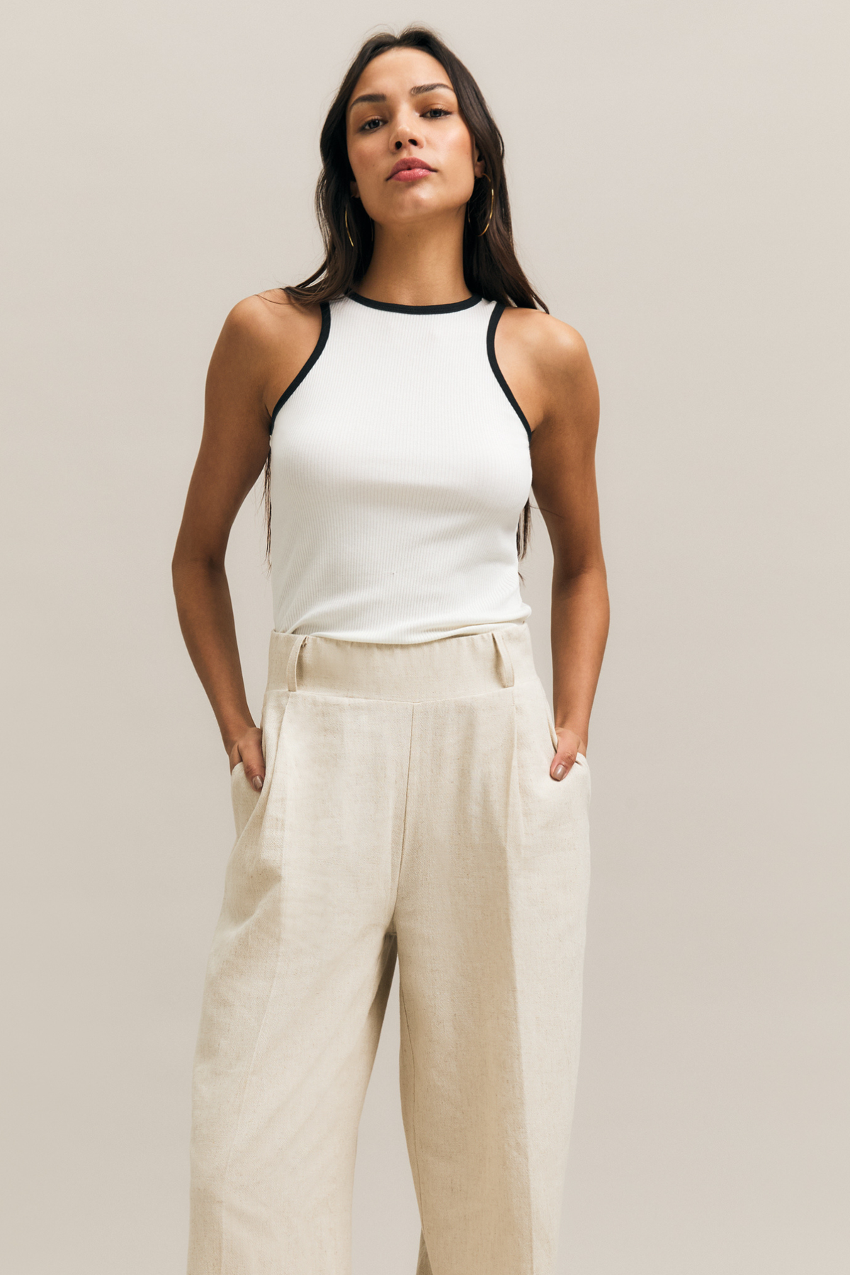 White Ribbed Racer Tank – Spry – view 05
