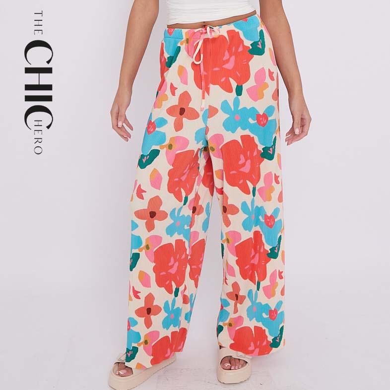 ichi イチ Drawing FLOWER Relax Pants