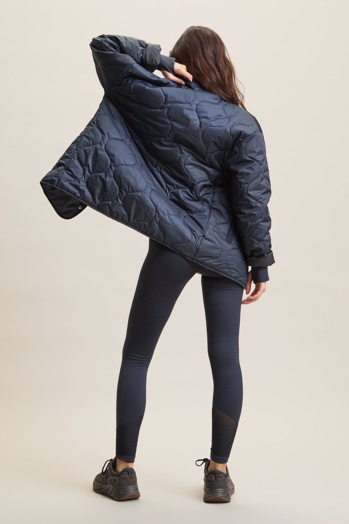 Navy Longline Quilted Jacket – Wave – view 02