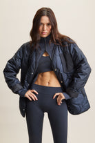 Navy Longline Quilted Jacket – Wave – view 01