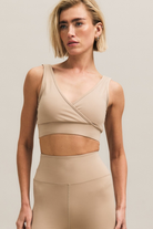 Beige Wrap-Front Sports Bra – Slip – view 01