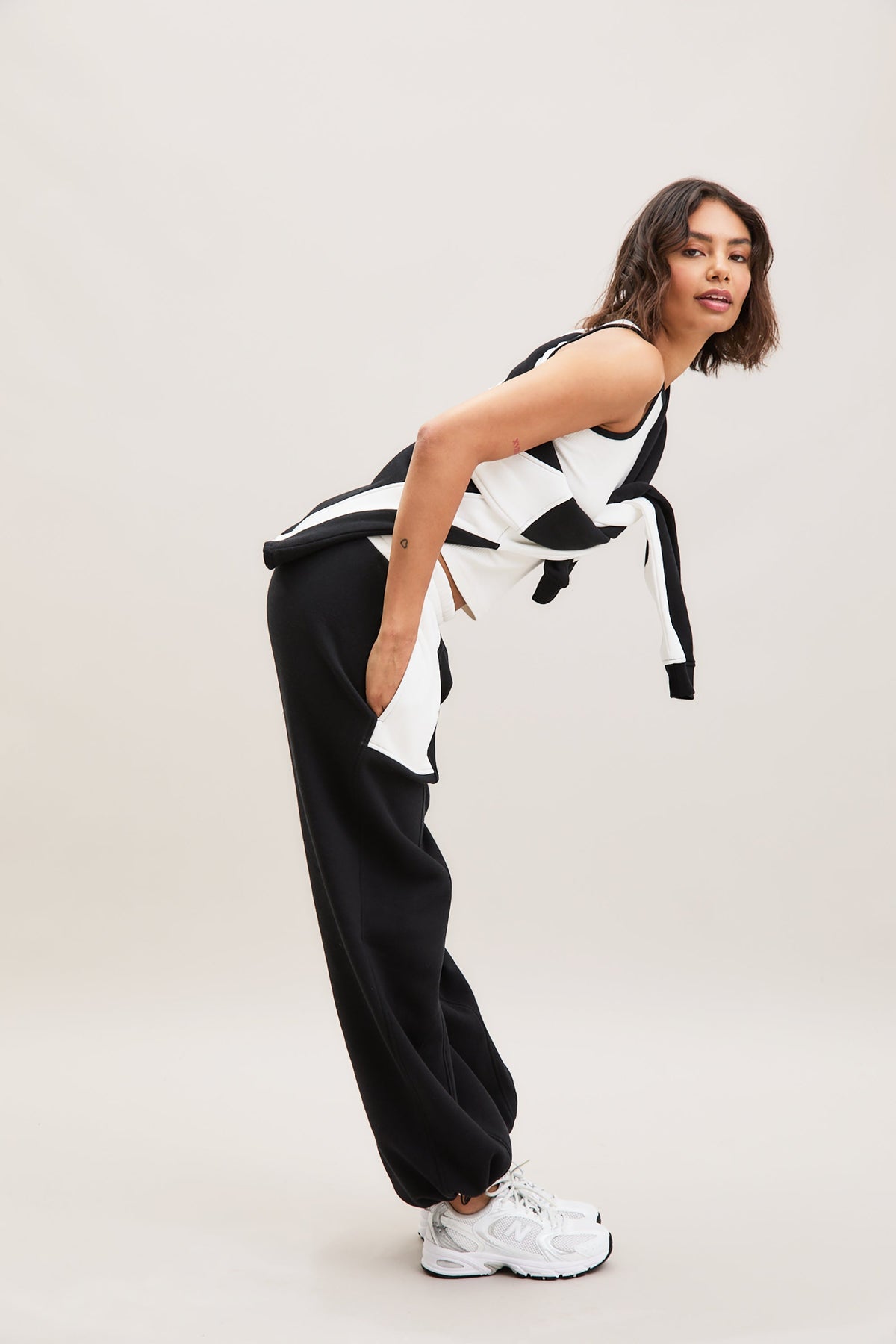 Black & Stone Panelled Joggers – Frame – view 05