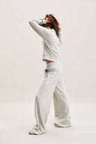 Stone Grey Pinstripe Wide-Leg Trousers – Terra – view 06