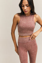 Dusty Rose Acid-Wash Ribbed Crop Top – Takeover – view 05
