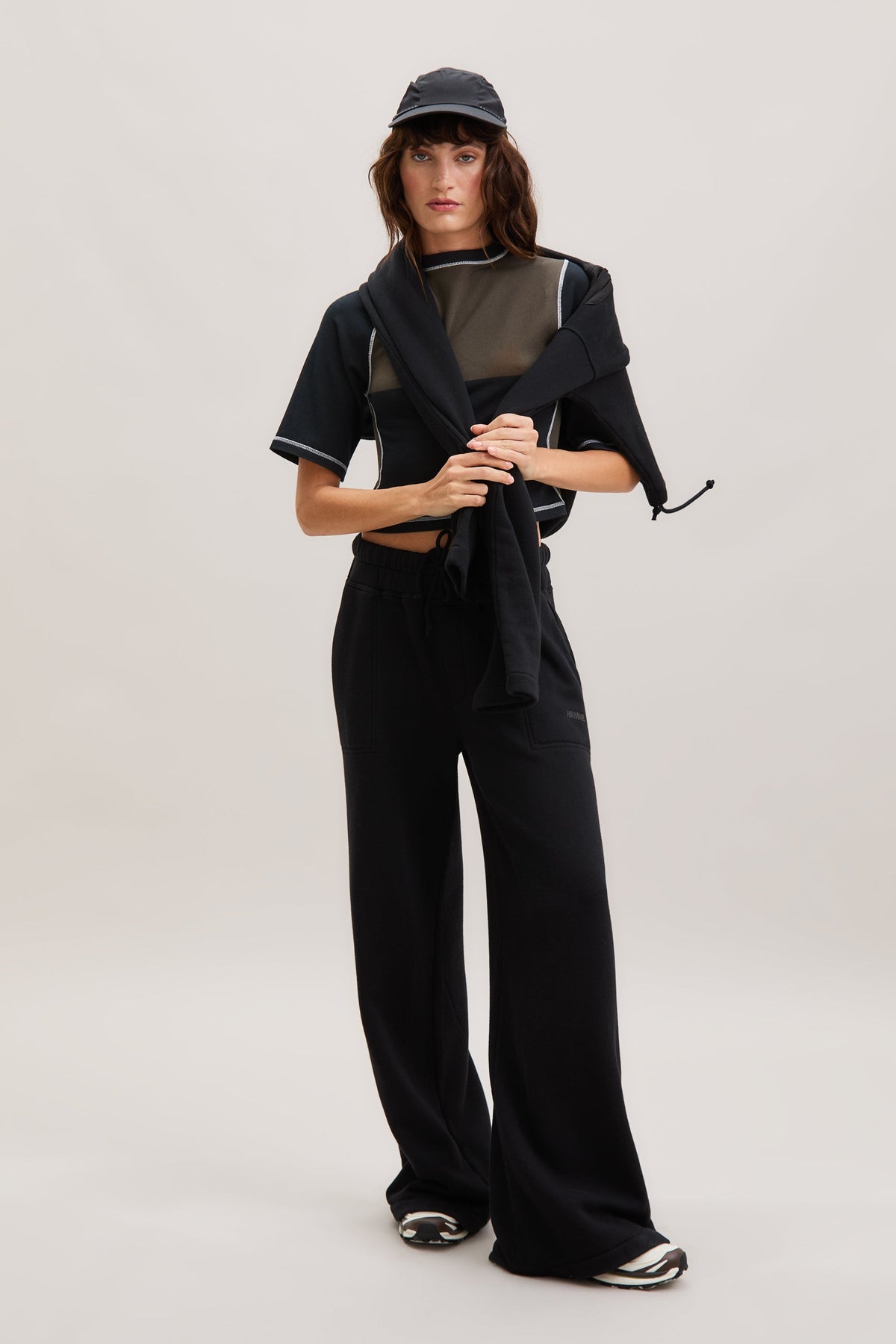 Black Drawstring Wide-Leg Joggers – Orbit – view 03