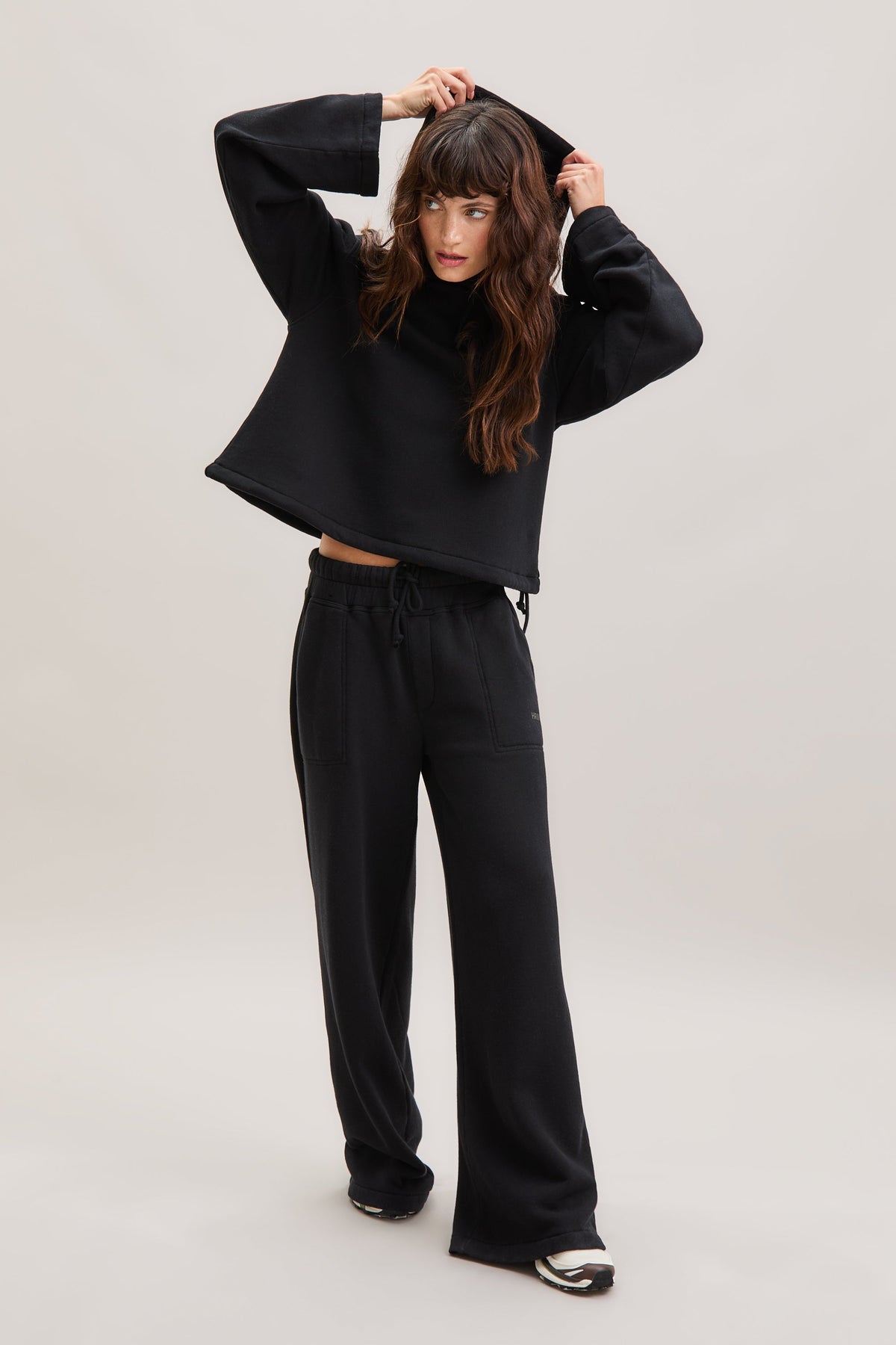 Black Drawstring Wide-Leg Joggers – Orbit – view 04