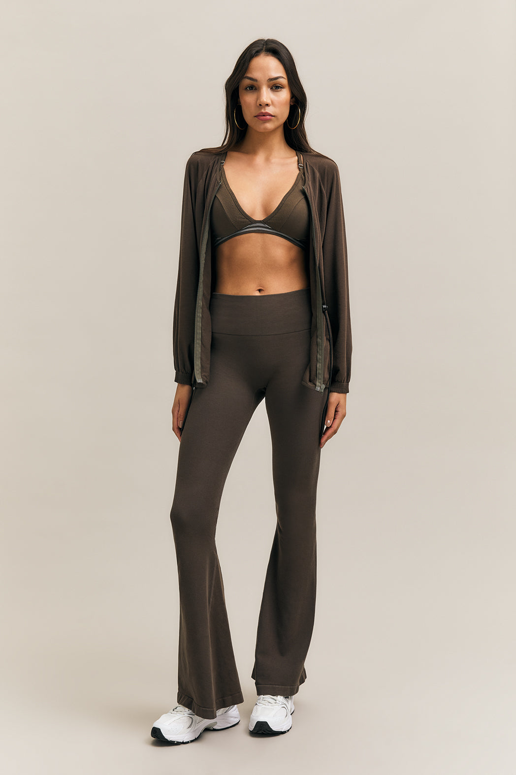 Espresso Brown Panelled Kick-Flare Leggings – Surge – view 04