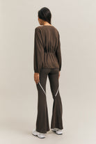 Espresso Brown Panelled Kick-Flare Leggings – Surge – view 05