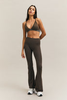 Espresso Brown Panelled Kick-Flare Leggings – Surge – view 03