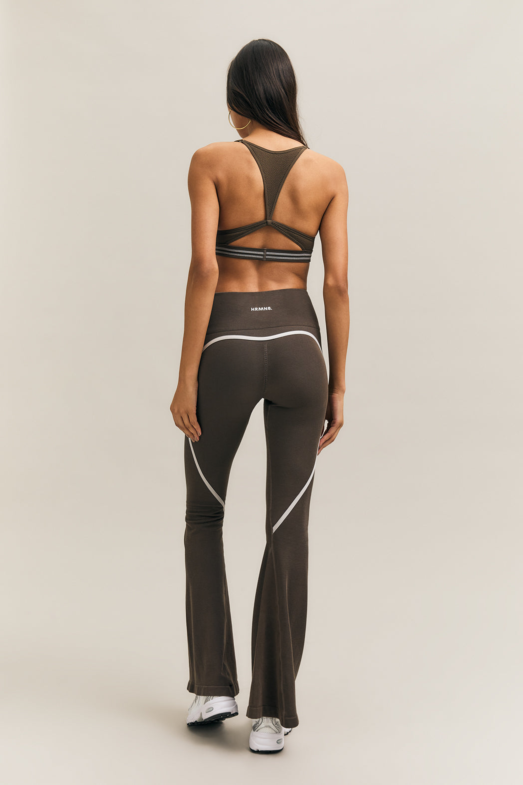 Espresso Brown Panelled Kick-Flare Leggings – Surge – view 02