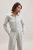 Stone Grey Pinstripe Cropped Cardigan – Terra – view 03