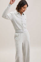 Stone Grey Pinstripe Cropped Cardigan – Terra – view 04