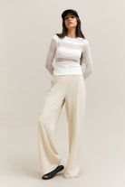 White Sheer-Panel Long-Sleeve Top – Veil – view 06