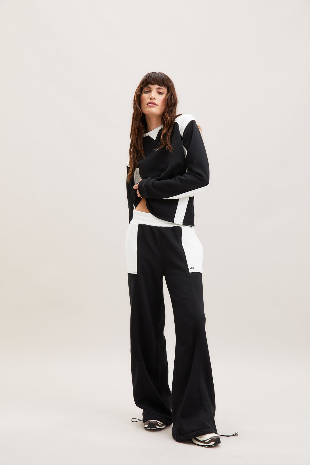 Black & Stone Panelled Joggers – Frame – view 02