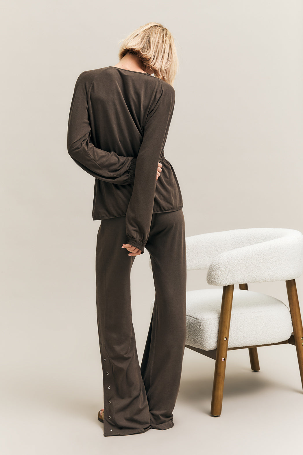 Espresso Brown Wide-Leg Drawstring Track Trousers – Surge – view 06