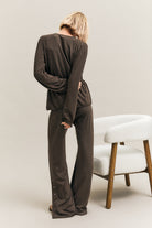 Espresso Brown Wide-Leg Drawstring Track Trousers – Surge – view 06