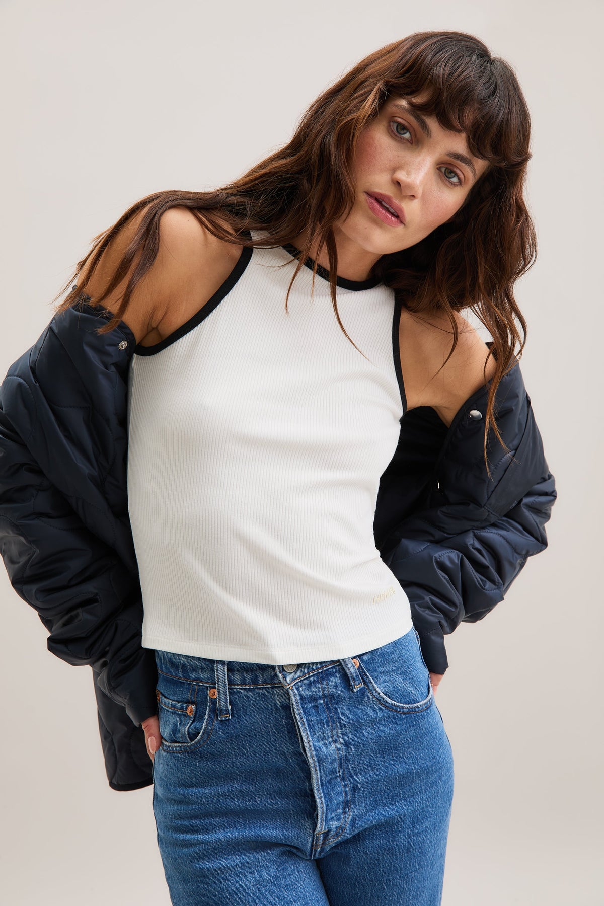 White Ribbed Racer Tank – Spry – view 08