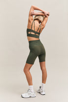 Forest Green Ribbed Cycling Shorts – Venus – view 07
