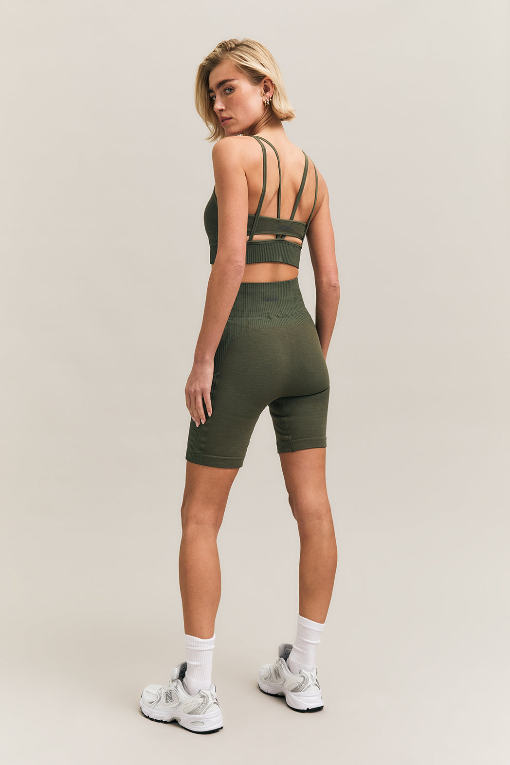 Forest Green Ribbed Cycling Shorts – Venus – view 03