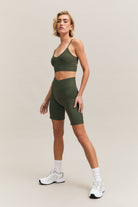 Forest Green Ribbed Cycling Shorts – Venus – view 01