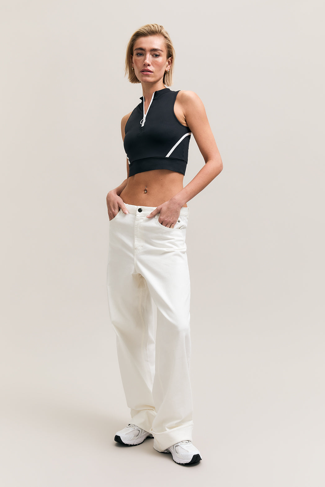 Cream Tailored Wide-Leg Trousers – Torque – view 01