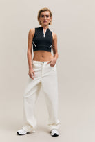Cream Tailored Wide-Leg Trousers – Torque – view 02
