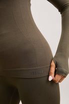 Moss Green Fitted Long-Sleeve Active Top – Sculpt – view 04