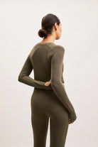 Moss Green Fitted Long-Sleeve Active Top – Sculpt – view 03