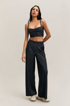 Black Pinstripe Open-Back Sports Bra – Form – view 04