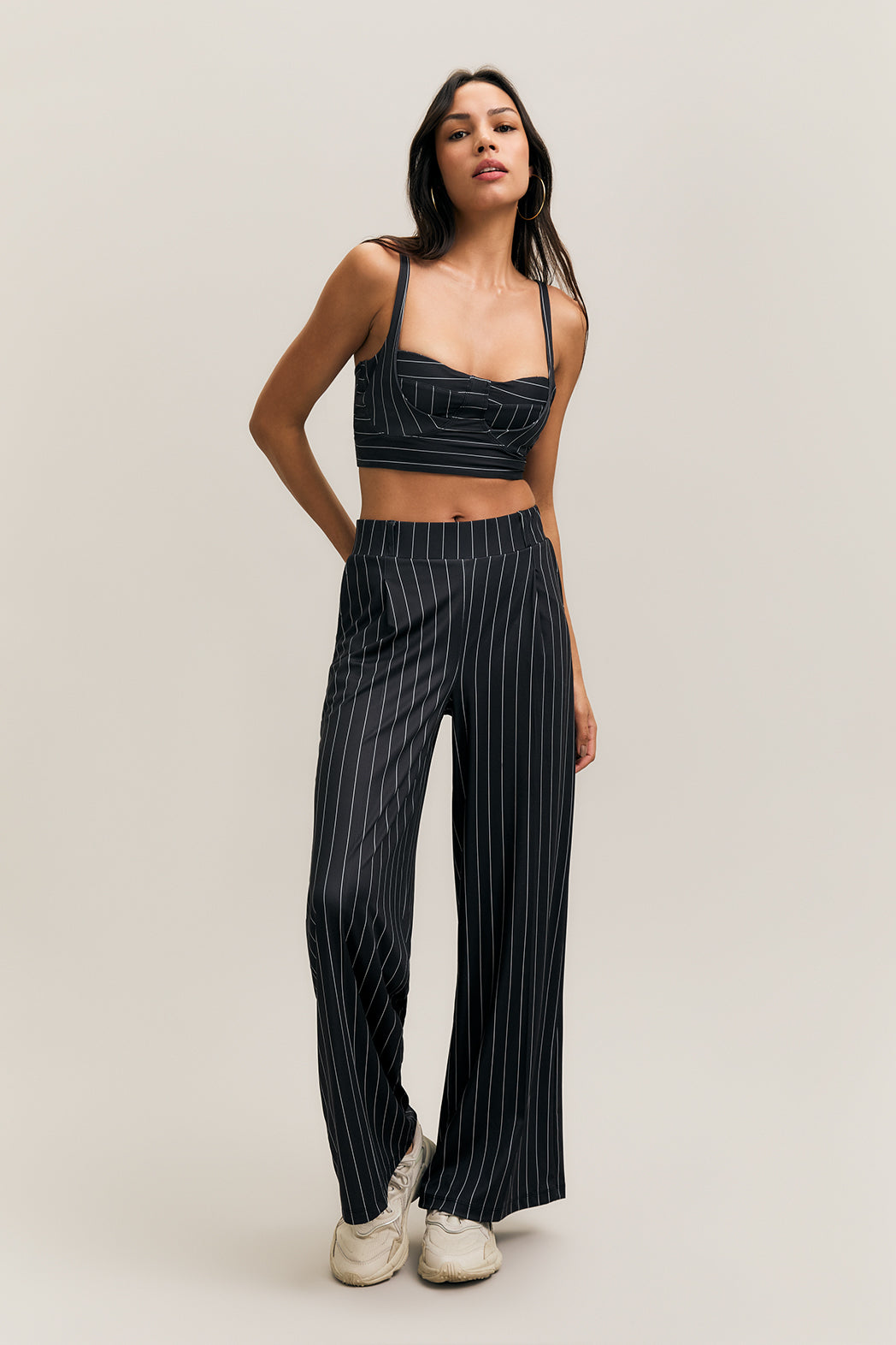 Black Pinstripe Open-Back Sports Bra – Form – view 08
