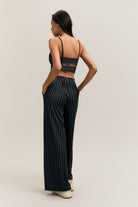 Black Pinstripe Wide-Leg Trousers – Persuasion – view 05