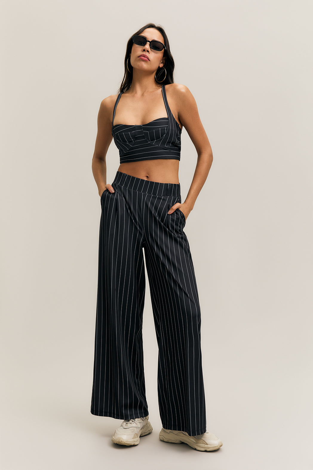 Black Pinstripe Open-Back Sports Bra – Form – view 06