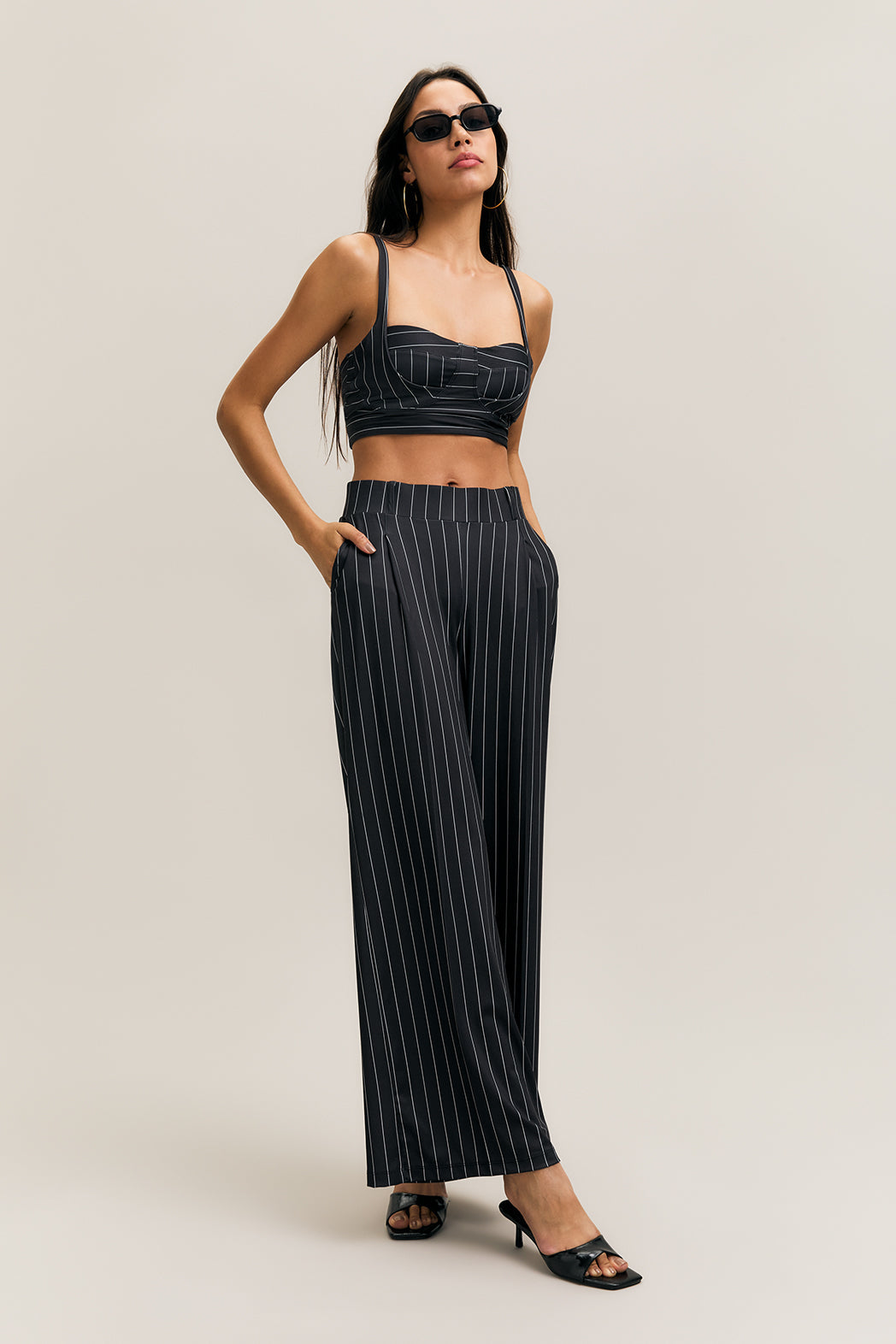 Black Pinstripe Open-Back Sports Bra – Form – view 07
