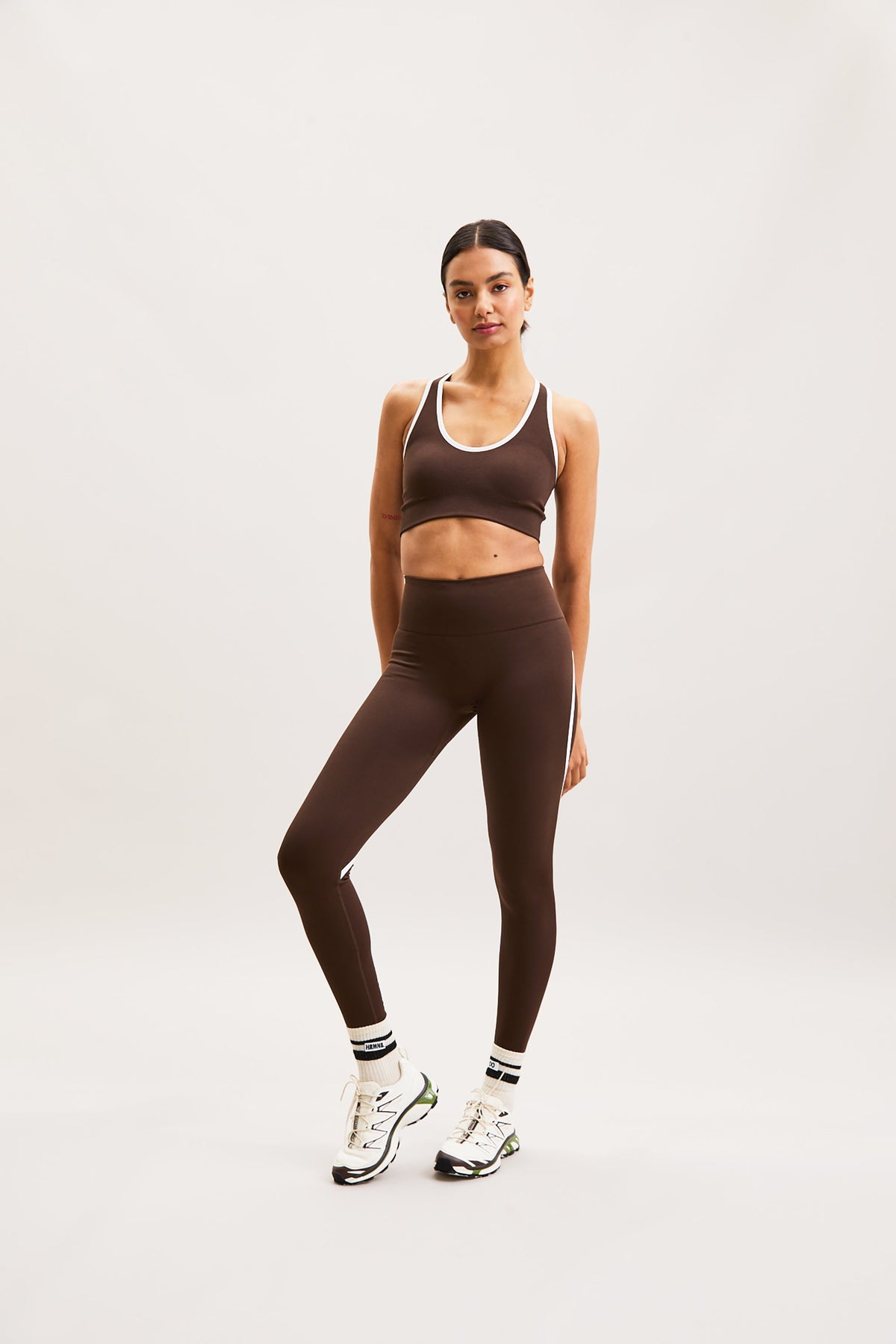 Espresso Brown Panelled Sculpt Leggings – Flex – view 02