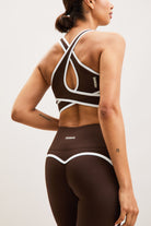 Espresso Brown Contrast-Strap Sports Bra – Flex Sculpt – view 01
