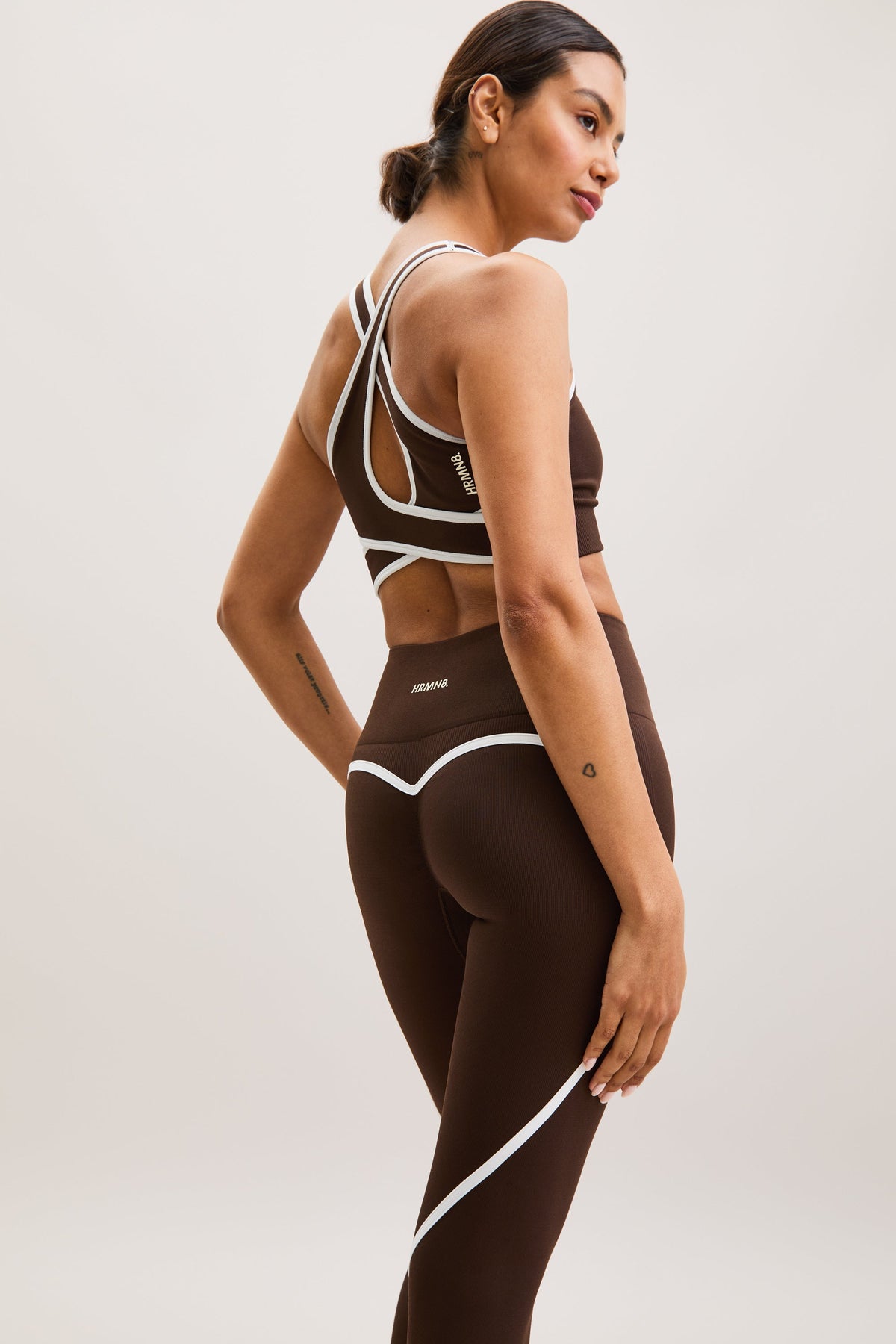 Espresso Brown Panelled Sculpt Leggings – Flex – view 03