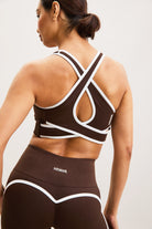 Espresso Brown Contrast-Strap Sports Bra – Flex Sculpt – view 03